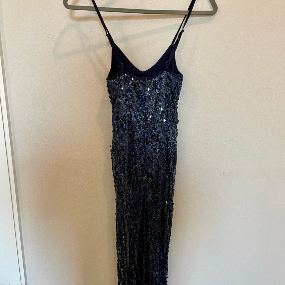 Dark blue sparkly sheer formal dress